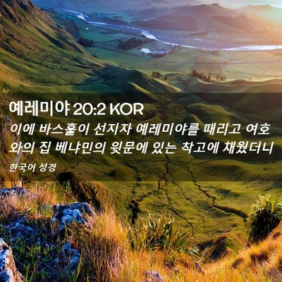 Picture 02 - 예레미야 20:2 KOR - 이에 바스훌이 선지자 예레미야를 - Bible Verse Picture