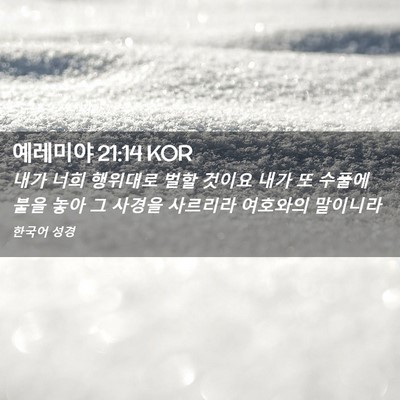 Picture 02 - 예레미야 21:14 KOR - 내가 너희 행위대로 벌할 것이요 - Bible Verse Picture
