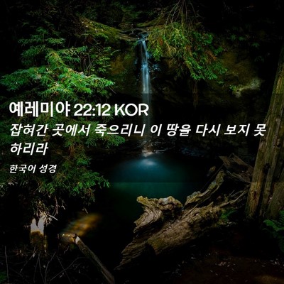 Picture 02 - 예레미야 22:12 KOR - 잡혀간 곳에서 죽으리니 이 땅을 - Bible Verse Picture