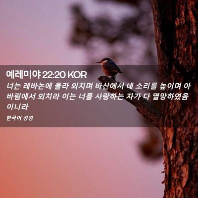 Picture 02 - 예레미야 22:20 KOR - 너는 레바논에 올라 외치며 바산에서 - Bible Verse Picture