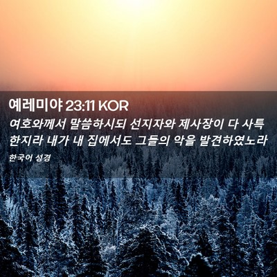 Picture 02 - 예레미야 23:11 KOR - 여호와께서 말씀하시되 선지자와 - Bible Verse Picture