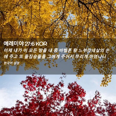 Picture 02 - 예레미야 27:6 KOR - 이제 내가 이 모든 땅을 내 종 바벨론 - Bible Verse Picture