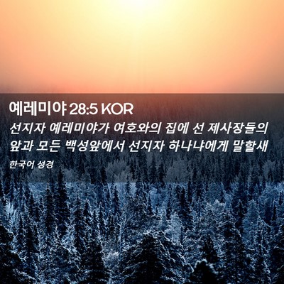 Picture 02 - 예레미야 28:5 KOR - 선지자 예레미야가 여호와의 집에 선 - Bible Verse Picture