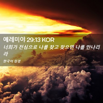 Picture 02 - 예레미야 29:13 KOR - 너희가 전심으로 나를 찾고 찾으면 - Bible Verse Picture