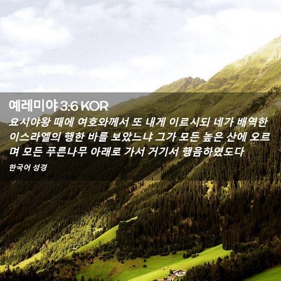 Picture 02 - 예레미야 3:6 KOR - 요시야왕 때에 여호와께서 또 내게 - Bible Verse Picture