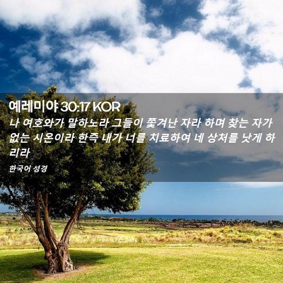 Picture 02 - 예레미야 30:17 KOR - 나 여호와가 말하노라 그들이 쫓겨난 - Bible Verse Picture