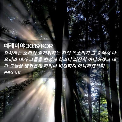 Picture 02 - 예레미야 30:19 KOR - 감사하는 소리와 즐거워하는 자의 - Bible Verse Picture
