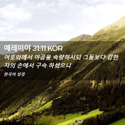 Picture 02 - 예레미야 31:11 KOR - 여호와께서 야곱을 속량하시되 - Bible Verse Picture