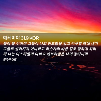 Picture 02 - 예레미야 31:9 KOR - 울며 올 것이며 그들이 나의 - Bible Verse Picture