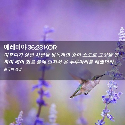 Picture 02 - 예레미야 36:23 KOR - 여후디가 삼편 사편을 낭독하면 왕이 - Bible Verse Picture