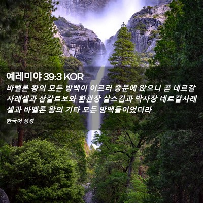 Picture 02 - 예레미야 39:3 KOR - 바벨론 왕의 모든 방백이 이르러 - Bible Verse Picture