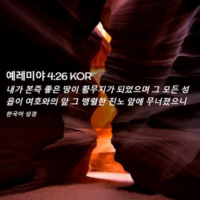 Picture 02 - 예레미야 4:26 KOR - 내가 본즉 좋은 땅이 황무지가 - Bible Verse Picture