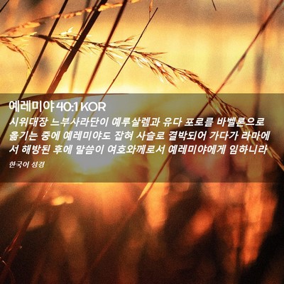 Picture 02 - 예레미야 40:1 KOR - 시위대장 느부사라단이 예루살렘과 - Bible Verse Picture
