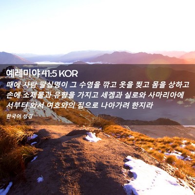 Picture 02 - 예레미야 41:5 KOR - 때에 사람 팔십명이 그 수염을 깎고 - Bible Verse Picture