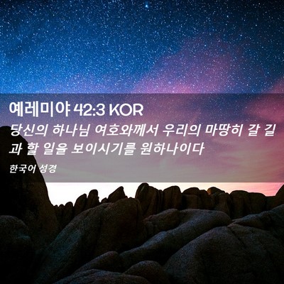 Picture 02 - 예레미야 42:3 KOR - 당신의 하나님 여호와께서 우리의 - Bible Verse Picture