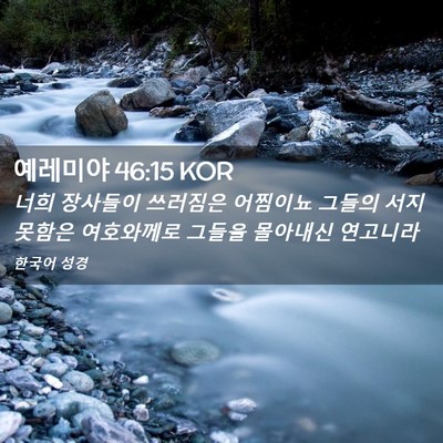 Picture 02 - 예레미야 46:15 KOR - 너희 장사들이 쓰러짐은 어찜이뇨 - Bible Verse Picture