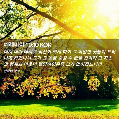 Picture 02 - 예레미야 49:10 KOR - 대저 내가 에서로 적신이 되게 하여 - Bible Verse Picture