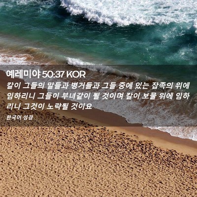 Picture 02 - 예레미야 50:37 KOR - 칼이 그들의 말들과 병거들과 그들 - Bible Verse Picture