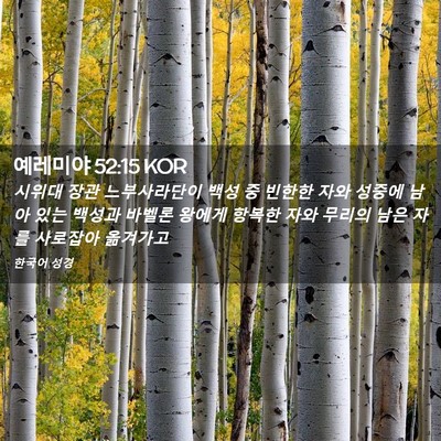 Picture 02 - 예레미야 52:15 KOR - 시위대 장관 느부사라단이 백성 중 - Bible Verse Picture