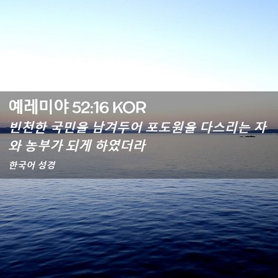 Picture 02 - 예레미야 52:16 KOR - 빈천한 국민을 남겨두어 포도원을 - Bible Verse Picture