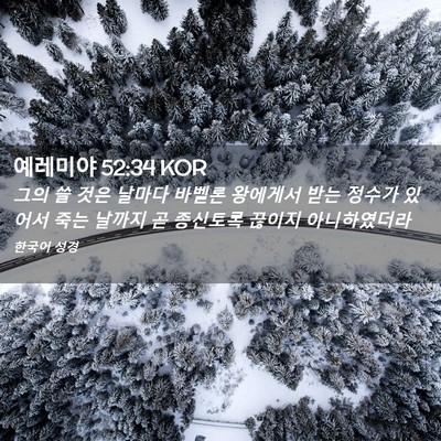 Picture 02 - 예레미야 52:34 KOR - 그의 쓸 것은 날마다 바벨론 - Bible Verse Picture