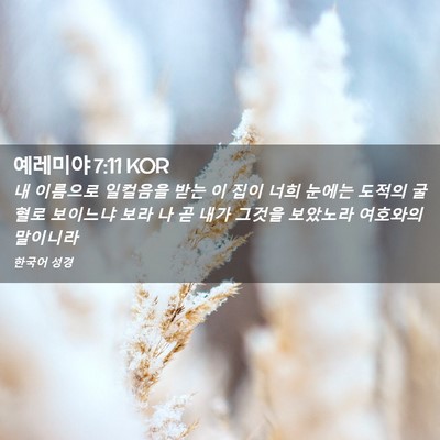 Picture 02 - 예레미야 7:11 KOR - 내 이름으로 일컬음을 받는 이 집이 - Bible Verse Picture