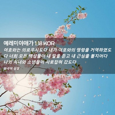 Picture 02 - 예레미야애가 1:18 KOR - 여호와는 의로우시도다 내가 - Bible Verse Picture