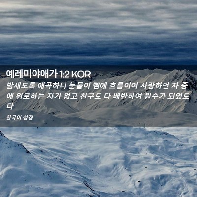 Picture 02 - 예레미야애가 1:2 KOR - 밤새도록 애곡하니 눈물이 뺨에 - Bible Verse Picture