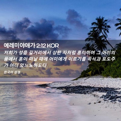 Picture 02 - 예레미야애가 2:12 KOR - 저희가 성읍 길거리에서 상한 자처럼 - Bible Verse Picture
