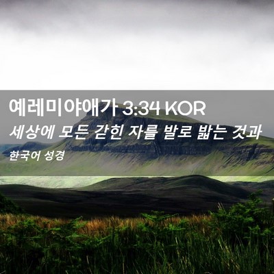 Picture 02 - 예레미야애가 3:34 KOR - 세상에 모든 갇힌 자를 발로 밟는 - Bible Verse Picture