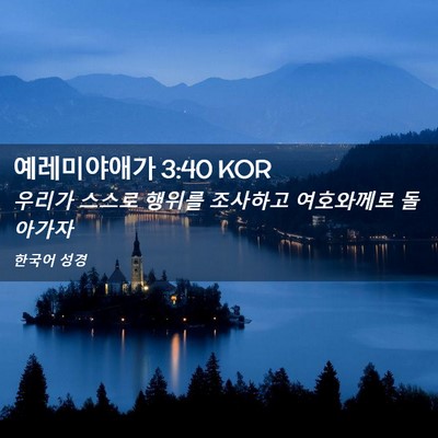 Picture 02 - 예레미야애가 3:40 KOR - 우리가 스스로 행위를 조사하고 - Bible Verse Picture