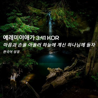 Picture 02 - 예레미야애가 3:41 KOR - 마음과 손을 아울러 하늘에 계신 - Bible Verse Picture