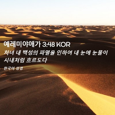 Picture 02 - 예레미야애가 3:48 KOR - 처녀 내 백성의 파멸을 인하여 내 - Bible Verse Picture