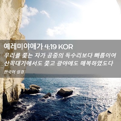 Picture 02 - 예레미야애가 4:19 KOR - 우리를 쫓는 자가 공중의 독수리보다 - Bible Verse Picture