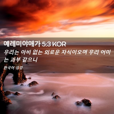 Picture 02 - 예레미야애가 5:3 KOR - 우리는 아비 없는 외로운 자식이오며 - Bible Verse Picture
