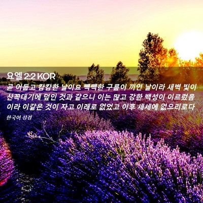 Picture 02 - 요엘 2:2 KOR - 곧 어둡고 캄캄한 날이요 빽빽한 - Bible Verse Picture