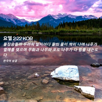 Picture 02 - 요엘 2:22 KOR - 들짐승들아 두려워 말지어다 들의 - Bible Verse Picture