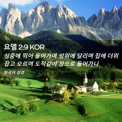 Picture 02 - 요엘 2:9 KOR - 성중에 뛰어 들어가며 성위에 달리며 - Bible Verse Picture