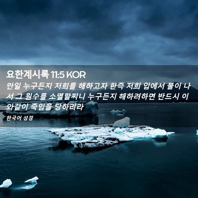 Picture 02 - 요한계시록 11:5 KOR - 만일 누구든지 저희를 해하고자 한즉 - Bible Verse Picture