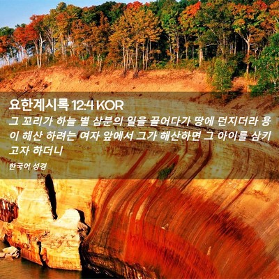Picture 02 - 요한계시록 12:4 KOR - 그 꼬리가 하늘 별 삼분의 일을 - Bible Verse Picture