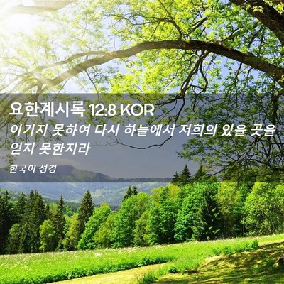 Picture 02 - 요한계시록 12:8 KOR - 이기지 못하여 다시 하늘에서 저희의 - Bible Verse Picture