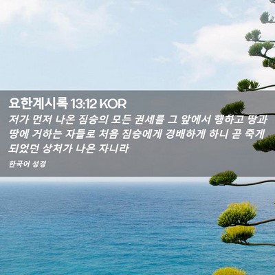 Picture 02 - 요한계시록 13:12 KOR - 저가 먼저 나온 짐승의 모든 권세를 - Bible Verse Picture