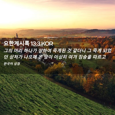 Picture 02 - 요한계시록 13:3 KOR - 그의 머리 하나가 상하여 죽게된 것 - Bible Verse Picture