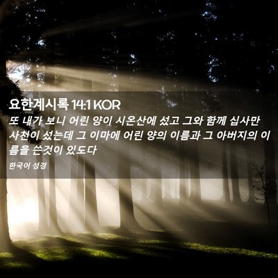 Picture 02 - 요한계시록 14:1 KOR - 또 내가 보니 어린 양이 시온산에 - Bible Verse Picture