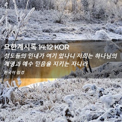 Picture 02 - 요한계시록 14:12 KOR - 성도들의 인내가 여기 있나니 저희는 - Bible Verse Picture