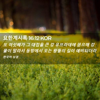 Picture 02 - 요한계시록 16:12 KOR - 또 여섯째가 그 대접을 큰 강 - Bible Verse Picture