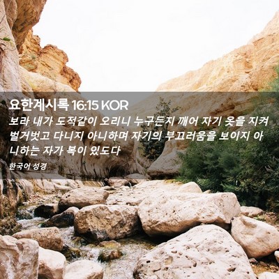 Picture 02 - 요한계시록 16:15 KOR - 보라 내가 도적같이 오리니 누구든지 - Bible Verse Picture