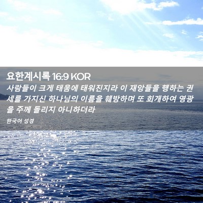 Picture 02 - 요한계시록 16:9 KOR - 사람들이 크게 태움에 태워진지라 이 - Bible Verse Picture