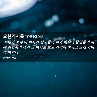 Picture 02 - 요한계시록 17:6 KOR - 또 내가 보매 이 여자가 성도들의 - Bible Verse Picture