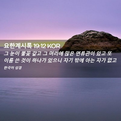 Picture 02 - 요한계시록 19:12 KOR - 그 눈이 불꽃 같고 그 머리에 많은 - Bible Verse Picture